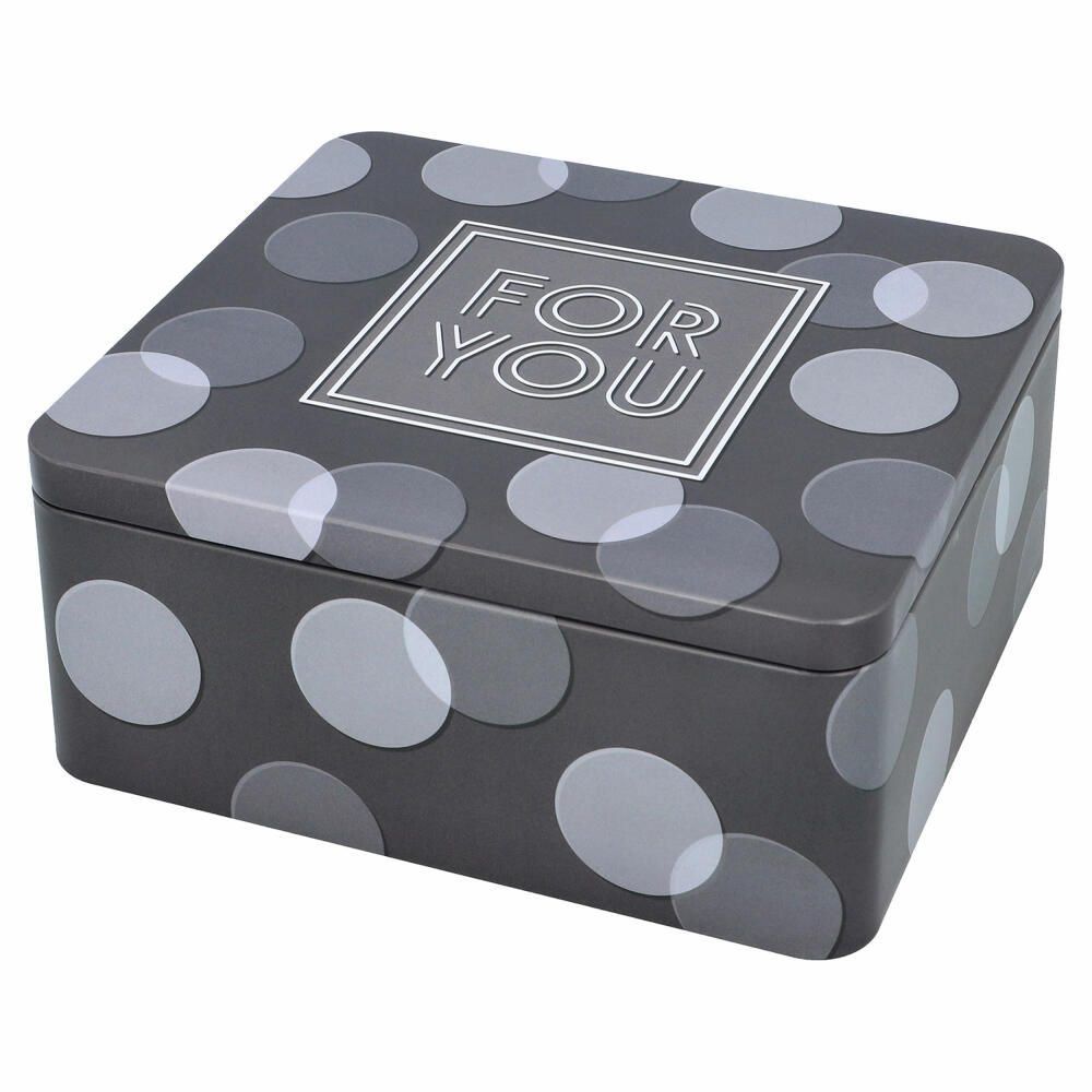 Birkmann Colour Kitchen Gift Box For you, Biscuit Tin, Cookie Tin, Tinplate, Grey, 21 x 19 cm, 439924