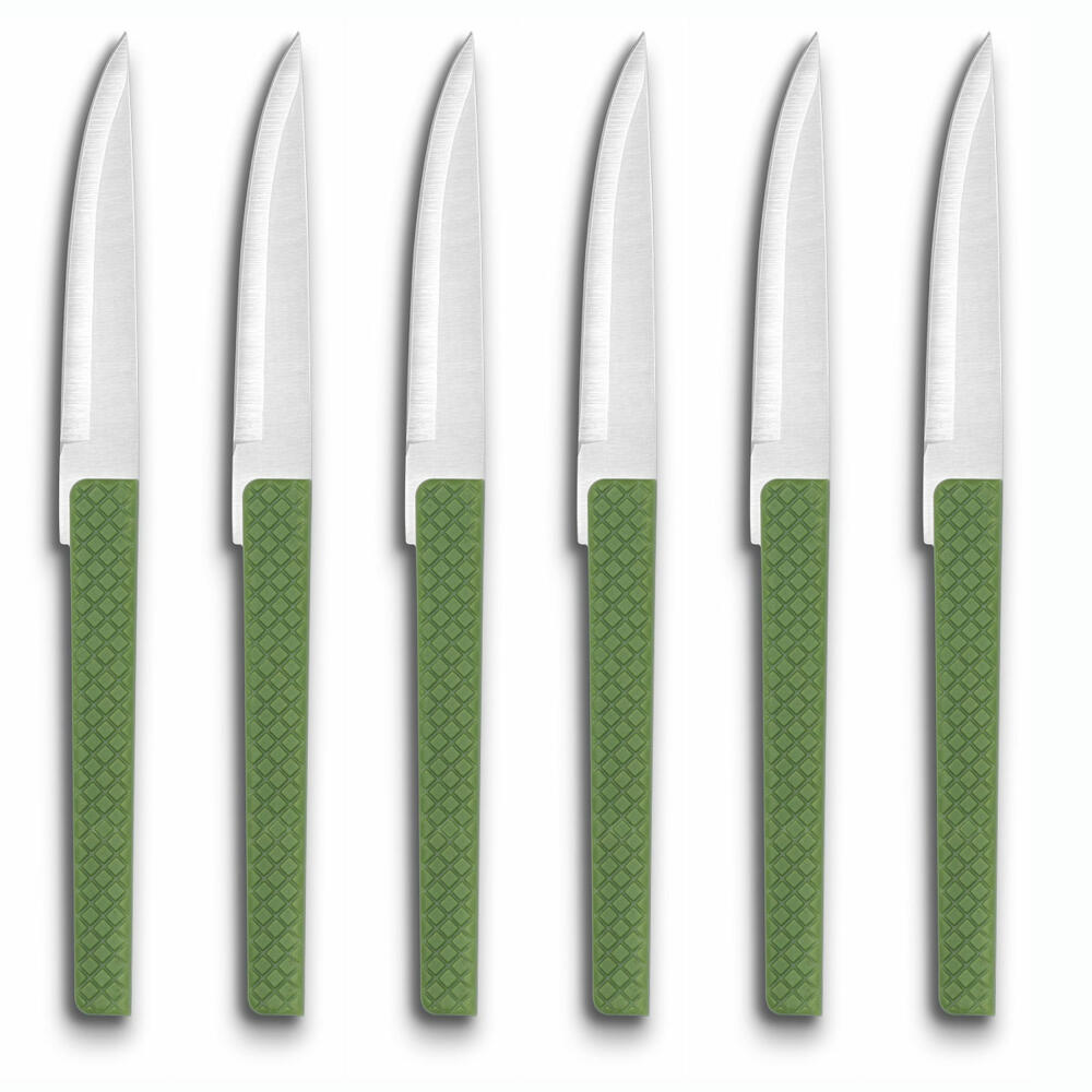 Comas Steakmesser Green Willow 6er Set, Fleischmesser mit strukturiertem Griff, Edelstahl, ABS, Grün, 22.6 cm, 3112