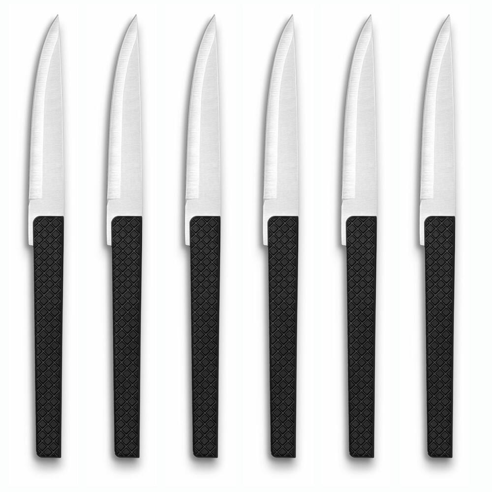 Comas Steakmesser Black Willow 6er Set, Fleischmesser mit strukturiertem Griff, Edelstahl, ABS, Schwarz, 22.6 cm, 3110