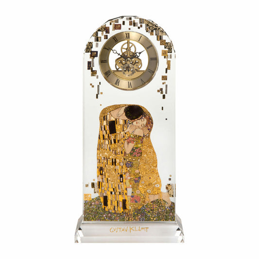 Goebel The Kiss - Table Clock Artis Orbis Gustav Klimt Colored Glass