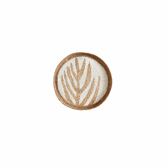 Gift Company Havanna Wand-/Tischdeko Blatt, Dekoration Wand, Tisch, Wanddeko, Jute, Weiß / Natur, Ø 30 cm, 1020203049