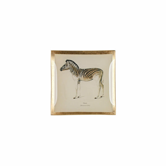 Gift Company glass plate Love Plates Zebra S, decorative plate, bowl, glass, white, gold, 10 x 10 cm, 1043303001