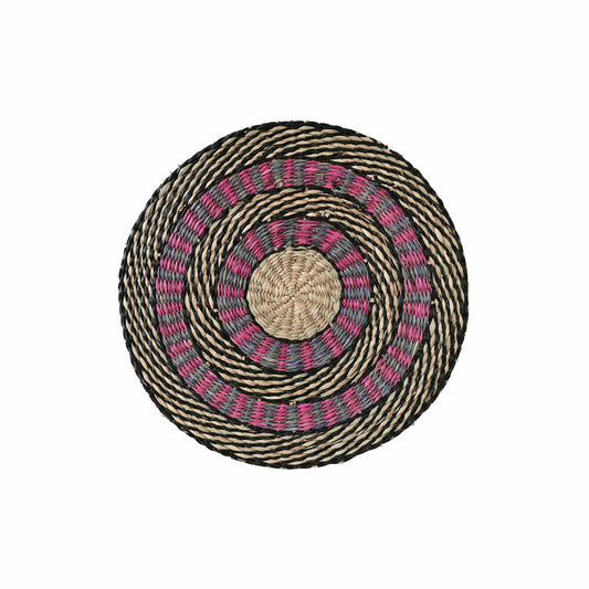 Gift Company Boathouse placemat, round, placemat, placemat, placemats, seagrass, natural / pink / black, Ø 38 cm, 1031801020