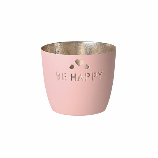 Gift Company Windlicht Madras Be happy M, Tealight holder, Candle holder, Iron, Blush, Gold, 8.5 cm, 1030204062