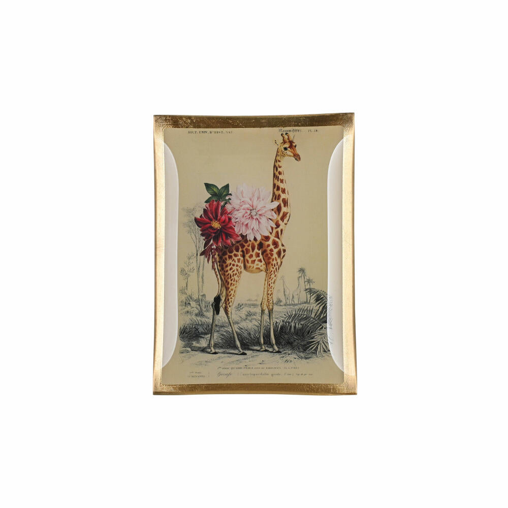 Gift Company Glasteller Love Plates Giraffe M, Dekoteller, Schale, Glas, Weiß, Rosa, Gold, 10 x 14 cm, 1043804020