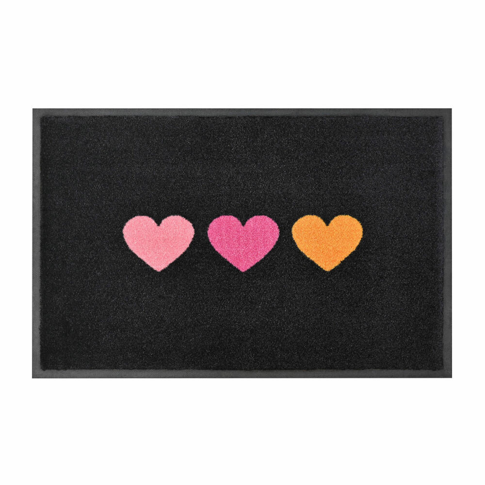 Gift Company Fußmatte Washables Herzen, waschbare Türmatte, Polyamid, Gummirücken, Schwarz, 75 x 50 cm, 1022101002