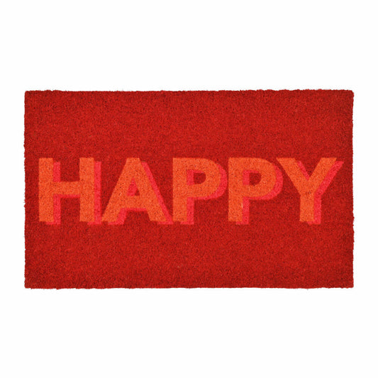 Gift Company doormat Happy Neon, doormat, coconut mat, coconut, vinyl backing, red, 45 x 75 cm, 1020901003