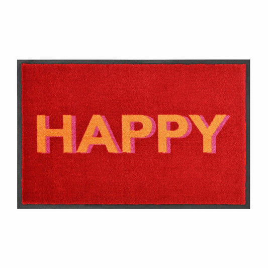 Gift Company Fußmatte Washables Happy, waschbare Türmatte, Polyamid, Gummirücken, Rot, 75 x 50 cm, 1022001003