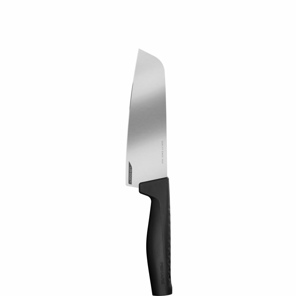 Fiskars Hard Edge Santoku-Messer, Küchenmesser, Asia Messer, 29 cm, Edelstahl, Kunststoff, Schwarz, 1051761