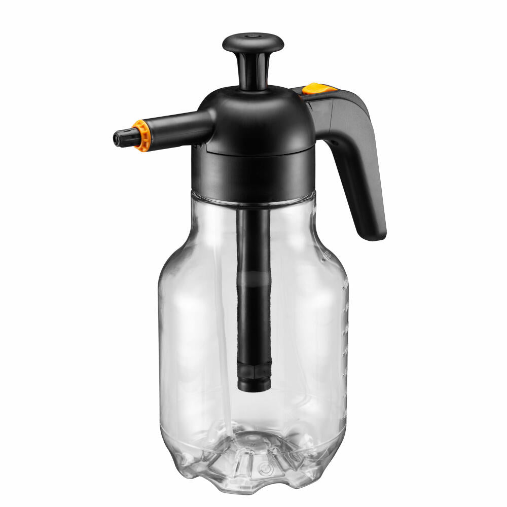 Fiskars Drucksprüher 1.8 L, Gartensprüher, Bewässerer, Sprühbehälter, Kunststoff, Transparent, Schwarz, 1027379