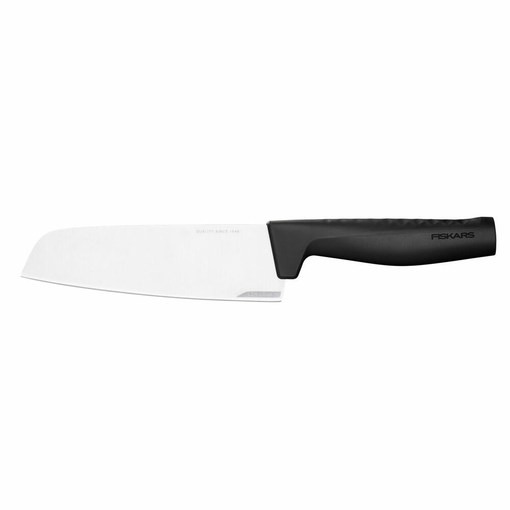 Fiskars Hard Edge Santoku-Messer, Küchenmesser, Asia Messer, 29 cm, Edelstahl, Kunststoff, Schwarz, 1051761