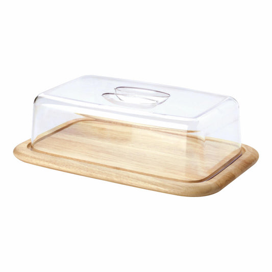 Continenta cheese cover 2-piece, serving cover, cheese cover, rubberwood / plastic, 38.5 x 25.5 cm, 3072