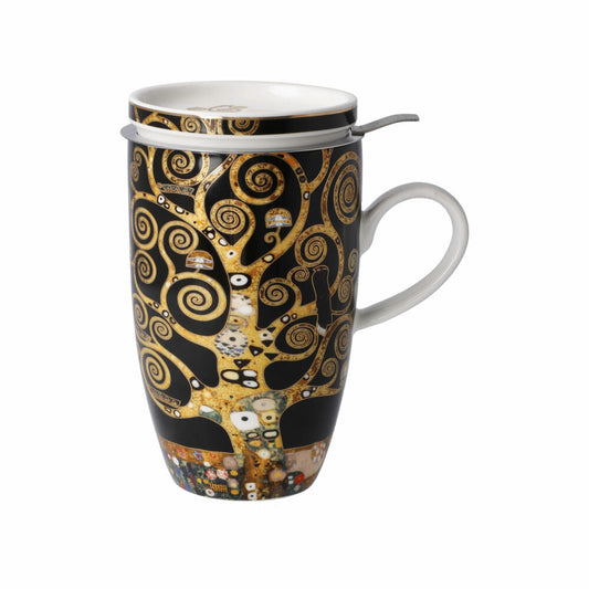 Goebel Teetasse mit Deckel und Sieb Gustav Klimt - Der Lebensbaum, Artis Orbis, Fine Bone China, 450 ml, 67072031