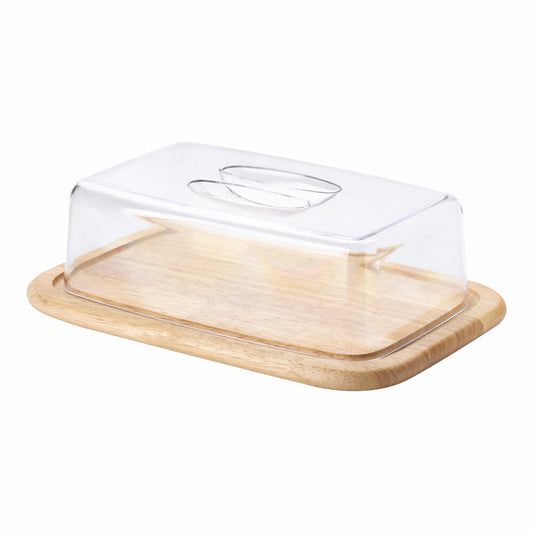 Continenta cheese cover 2-piece, serving cover, cheese cover, rubberwood / plastic, 30 x 20 cm, 3073