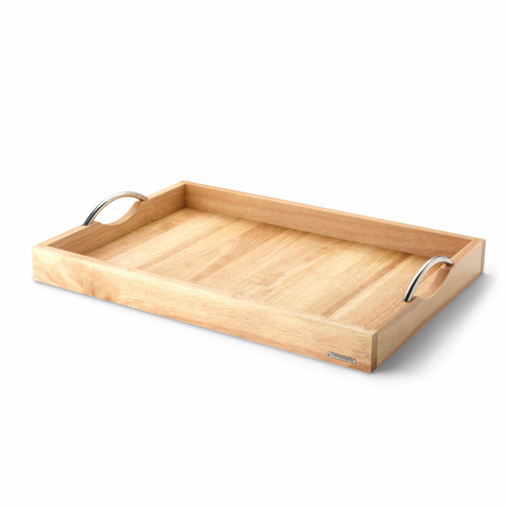 Continenta tray with metal handles, serving tray, rubberwood, 53 x 36 cm, 3011