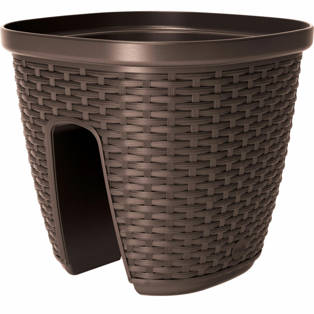 Poetic Casa Mesh railing pot, flower pot, flower tub, flower box, PP, mocha, 30 x 30 cm, PBCME30MK