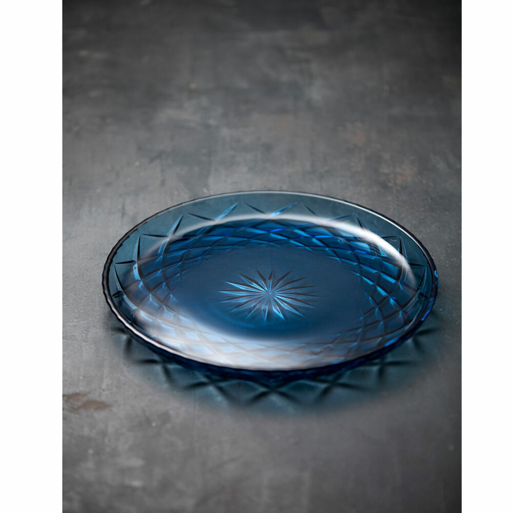 Lyngby Glass Serving Plate Sorrento, Glass Plate, Serving Plate, Glass, Blue, 30 cm, 29040