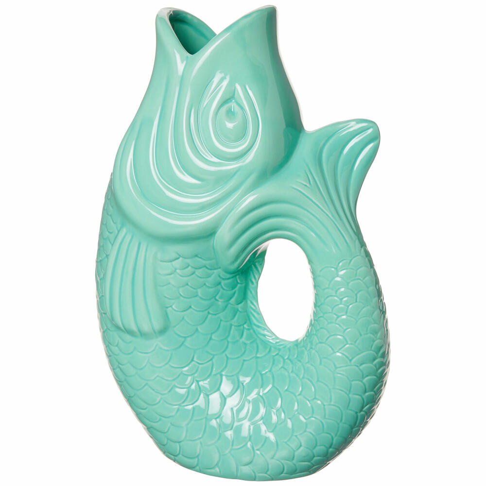 Gift Company Vase Monsieur Carafon L, decorative vase in fish shape, stoneware, mint cream, 30.7 cm, 75887