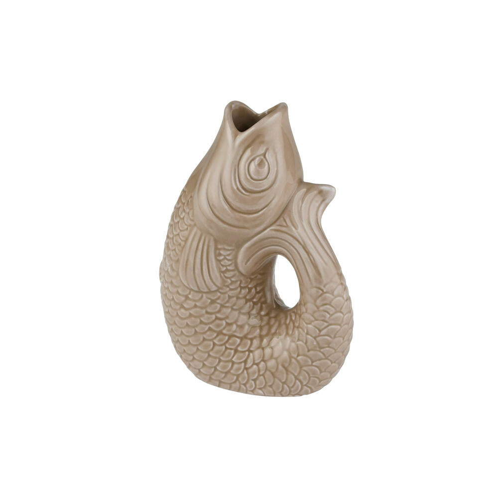 Gift Company Vase Monsieur Carafon XS, decorative vase in fish shape, stoneware, sandstone, 12.5 cm, 78351