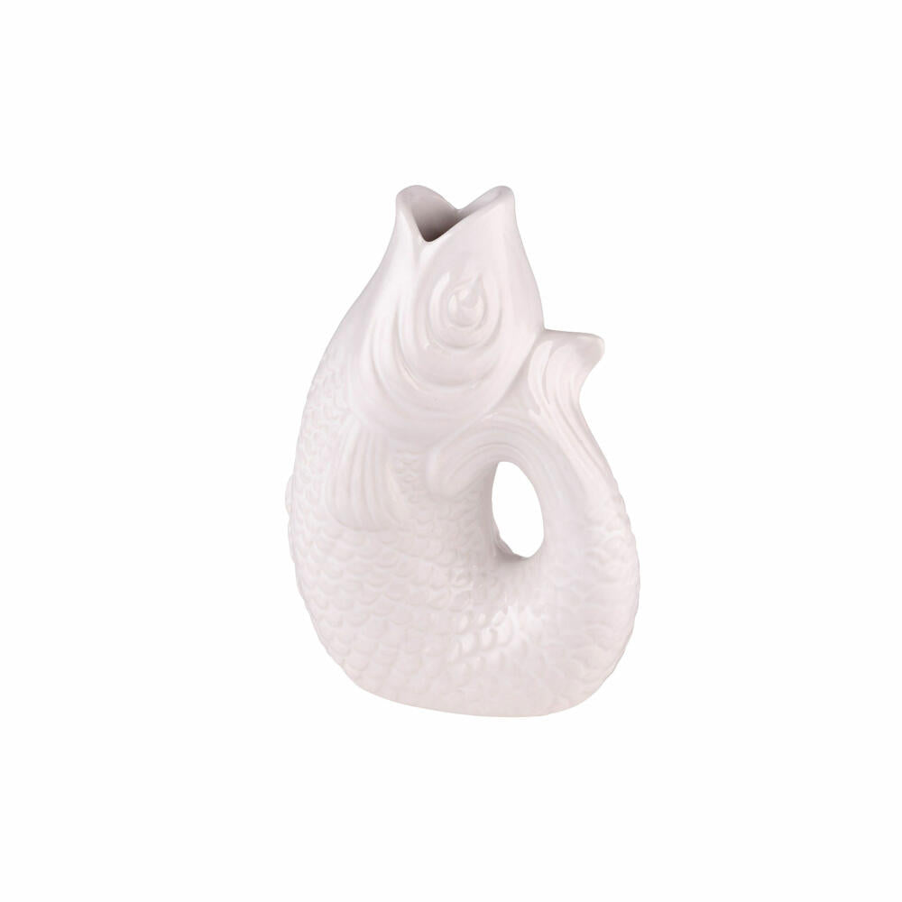 Gift Company Vase Monsieur Carafon XS, decorative vase in fish shape, stoneware, white, 12.5 cm, 78349