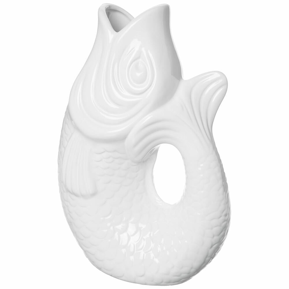 Gift Company Vase Monsieur Carafon L, decorative vase in fish shape, stoneware, white, 30.7 cm, 75885