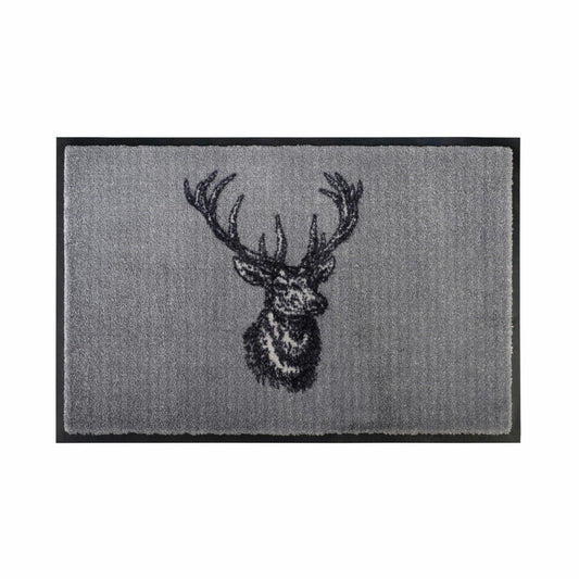 Gift Company Washables Hirsch, Waschbare Fußmatte, Fuß Matte, Polyamid / Gummirücken, Grau, 75 x 50 cm, 50179