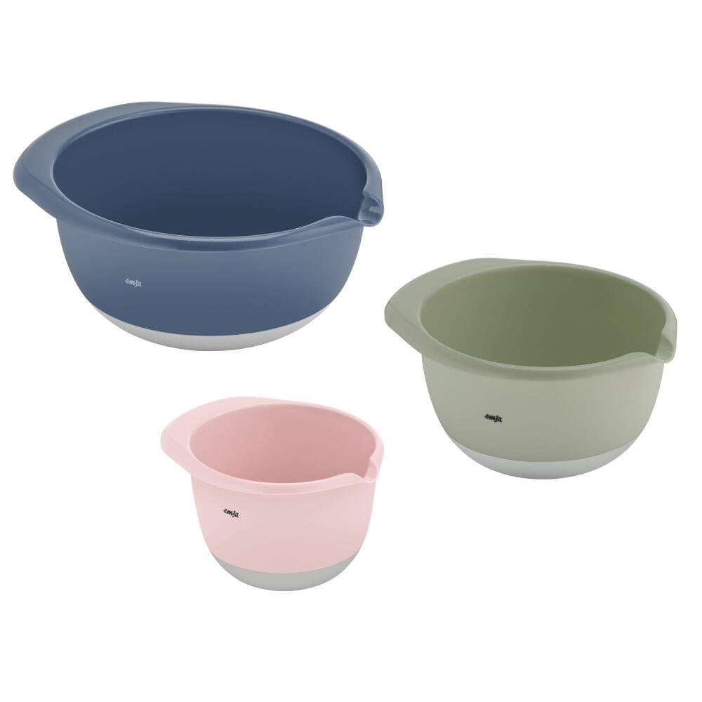 Emsa Rührschüssel-Set Prep & Bake 3-tlg., PP-Kunststoff, TPR, Mehrfarbig, 1.4 + 2.8 + 4.7 L, K324S3