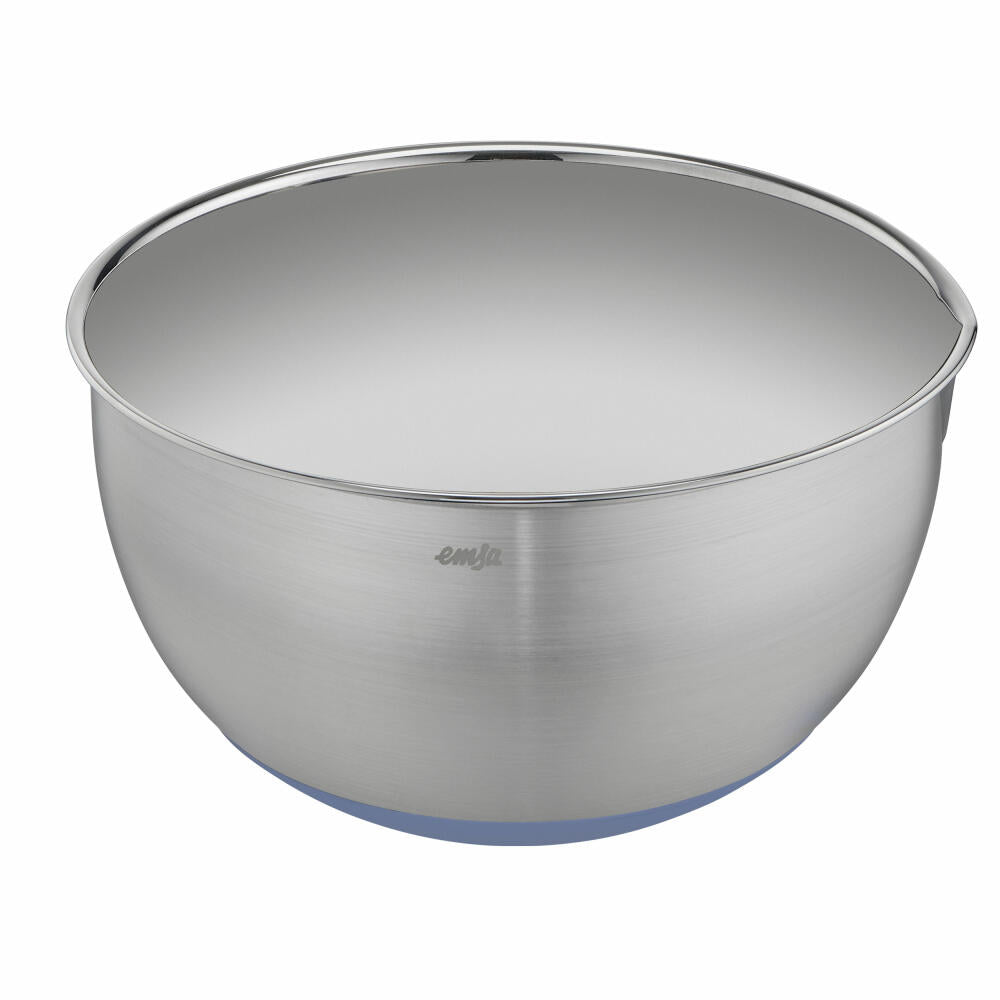 Emsa Rührschüssel Prep & Bake, Edelstahl, Silikon, Blau, Silberfarben, 22 cm / 4 L, K32722