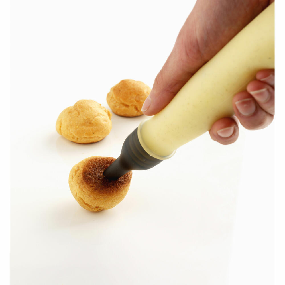 Mastrad piping bag set 1000 &amp; 500 ml, with stand and accessories, 12 pcs., piping bag, silicone, plastic, smoke grey, F38201