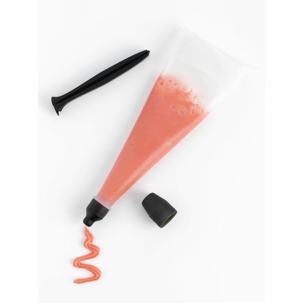 Mastrad piping bag set 1000 &amp; 500 ml, with stand and accessories, 12 pcs., piping bag, silicone, plastic, smoke grey, F38201