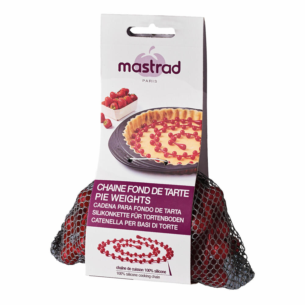 Mastrad Silicone Baking Bead Chain, Cake Chain, Baking Chain, Baking Beads, Silicone, Red, F38516