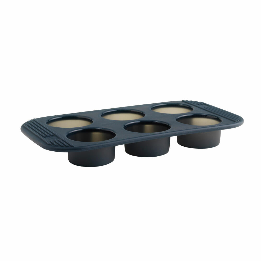 Mastrad Backform für 6 Muffins, Muffinform, Cupcake Form, Törtchenform, Silikon, Grau Transparent, F42114