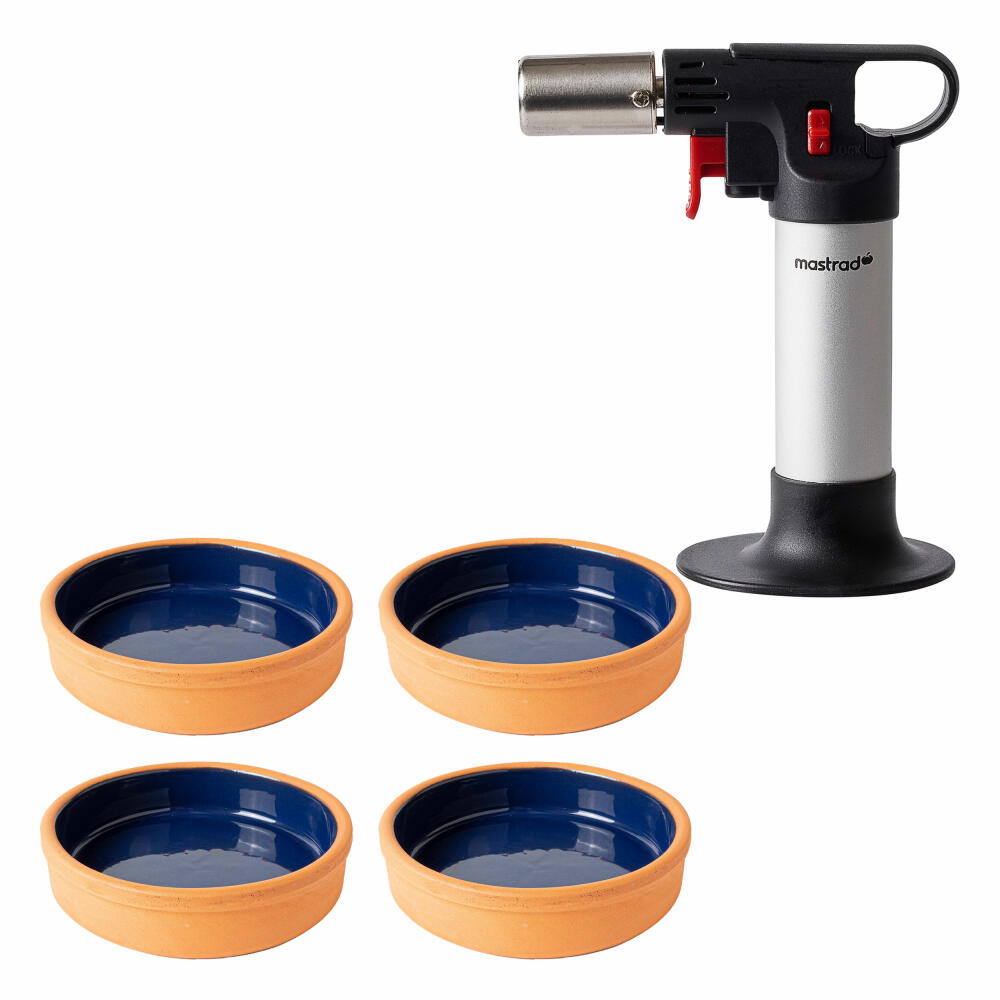 Mastrad Crème Brûlée Geschenkset 5-tlg., Küchenbrenner mit 4 Schälchen, Terracotta, F46167