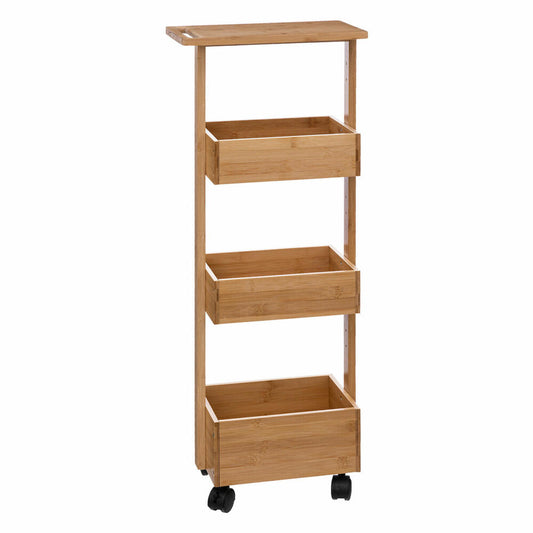 5five Simply Smart Rollregal Trolley mit 3 Fächern und Ablage, Servierwagen, Bambus, 86 cm, 174783