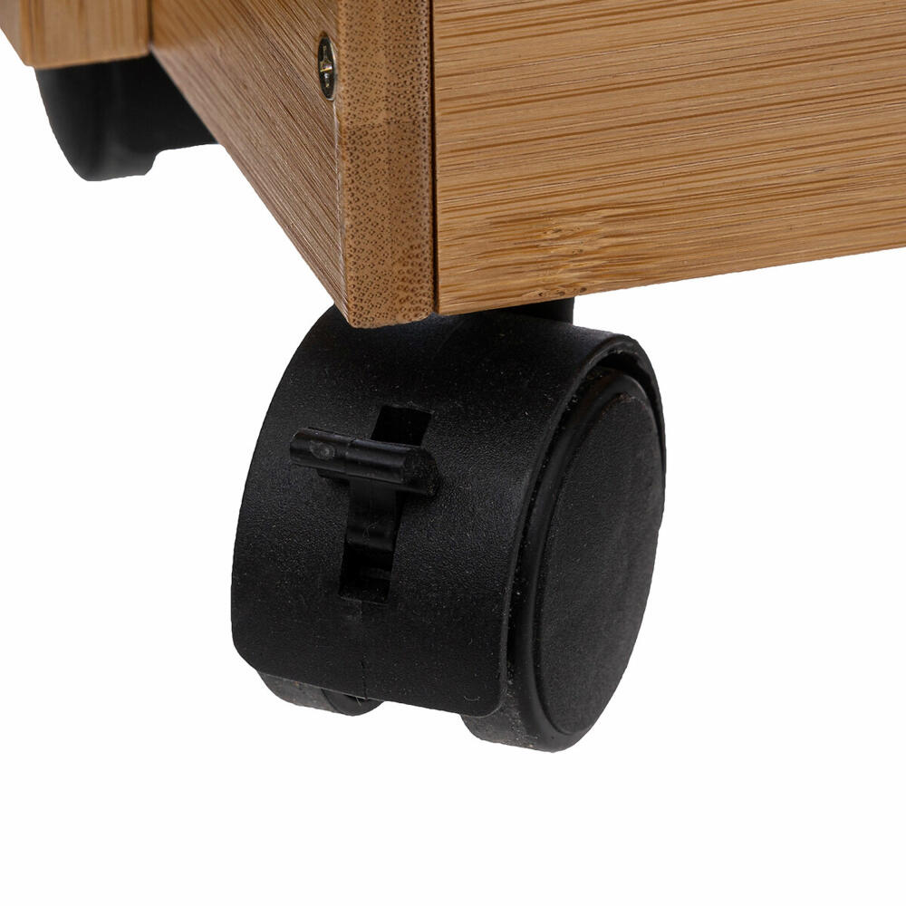 5five Simply Smart rolling shelf trolley with 3 compartments and shelf, serving trolley, bamboo, 86 cm, 174783