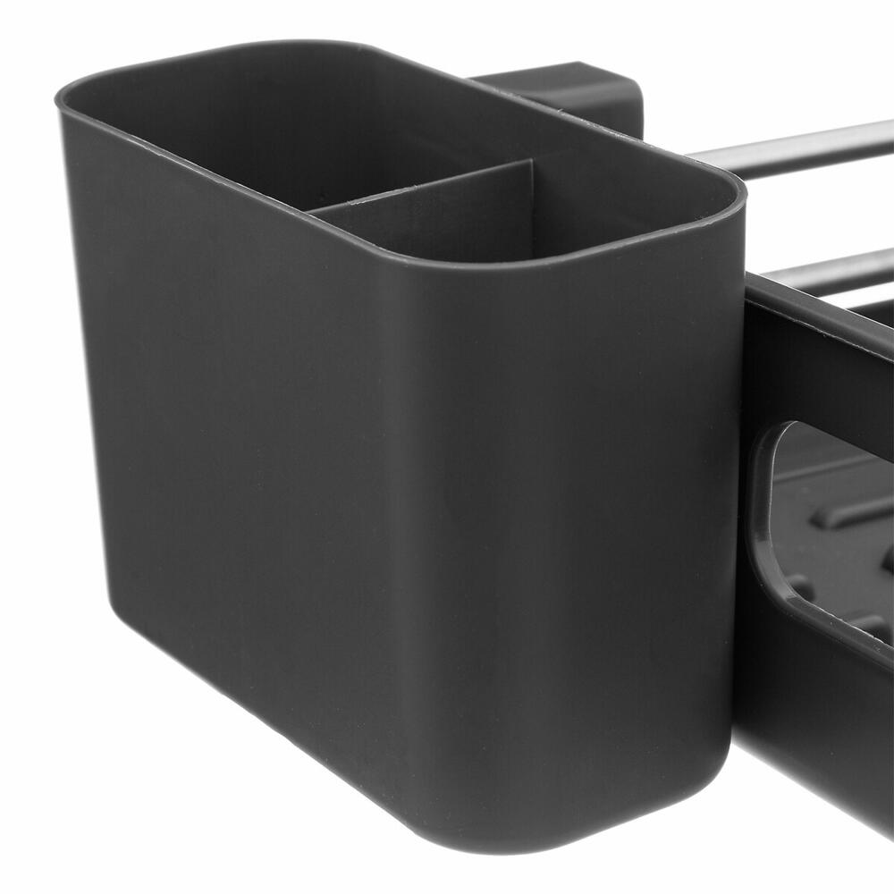 5five Simply Smart Ausziehbares Abtropfgestell Etira für 12 Teller, Trockengestell, Kunststoff, Edelstahl, Grau, 189602