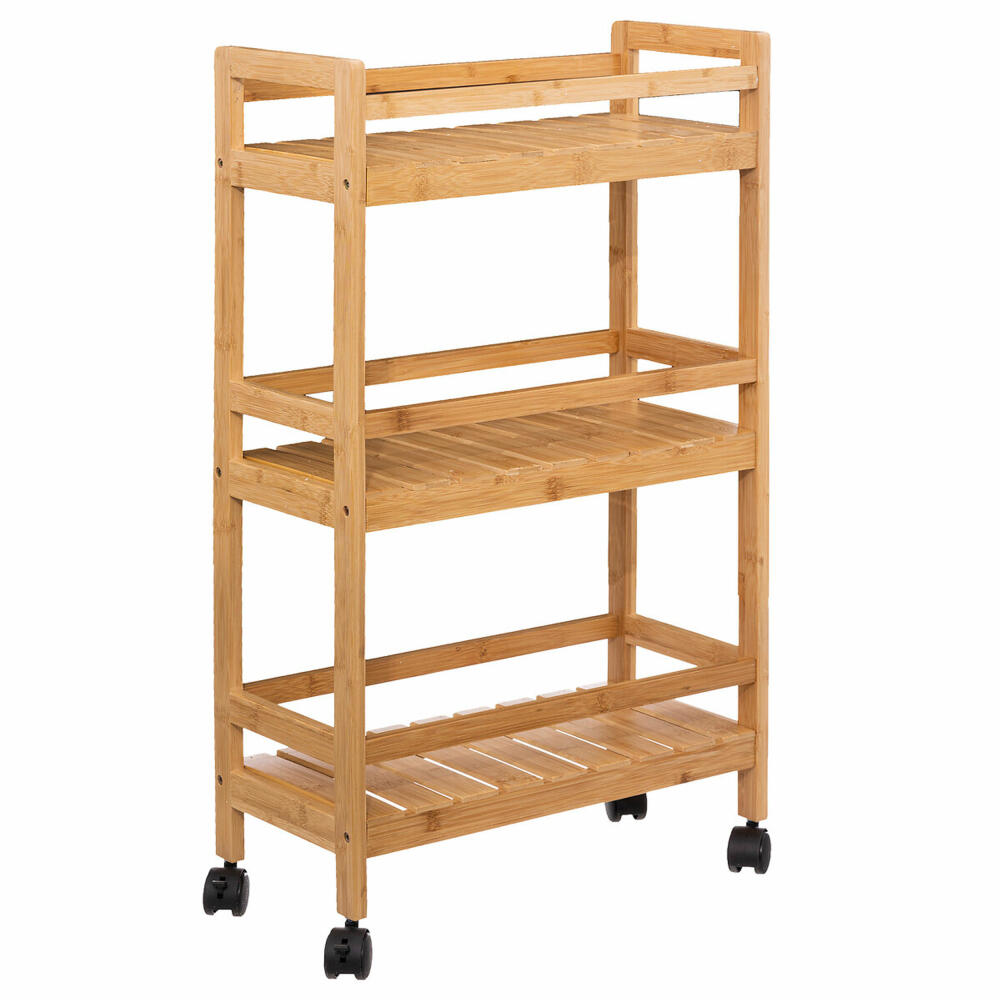 5five Simply Smart rolling shelf trolley Linha with 3 compartments, serving trolley, bamboo, 80 cm, 189605