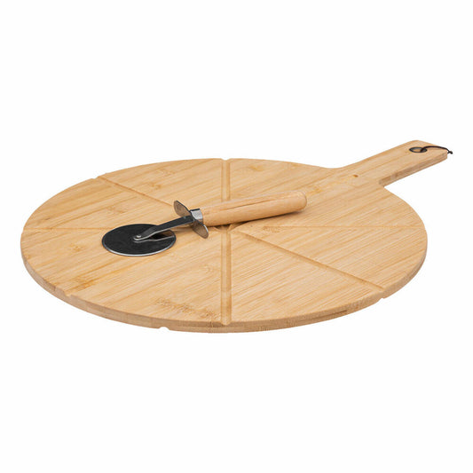 5Five Simply Smart Pizza-Schneidebrett mit Pizzaschneider, Servierbrett, Bambus, 37 cm, 189624