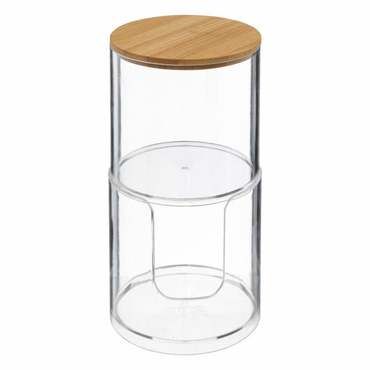 5five Simply Smart Kosmetik-Aufbewahrungsdose Selena 2-in-1 für Wattepads und Stäbchen, Kunststoff, Bambus, 18.4 cm, 174862