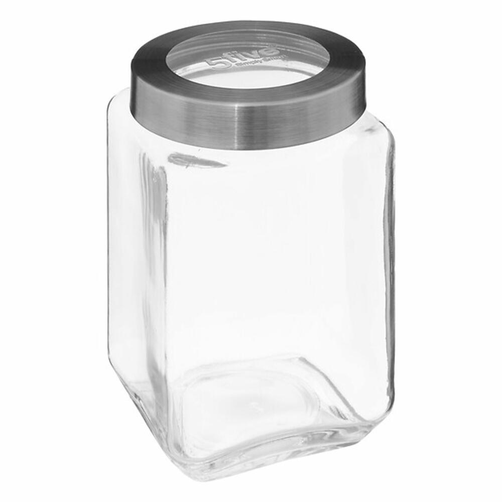 5five Simply Smart Einmachglas Miro, Vorratsglas, Glas, Stahl, Acryl, Transparent, 1.6 L, 189563