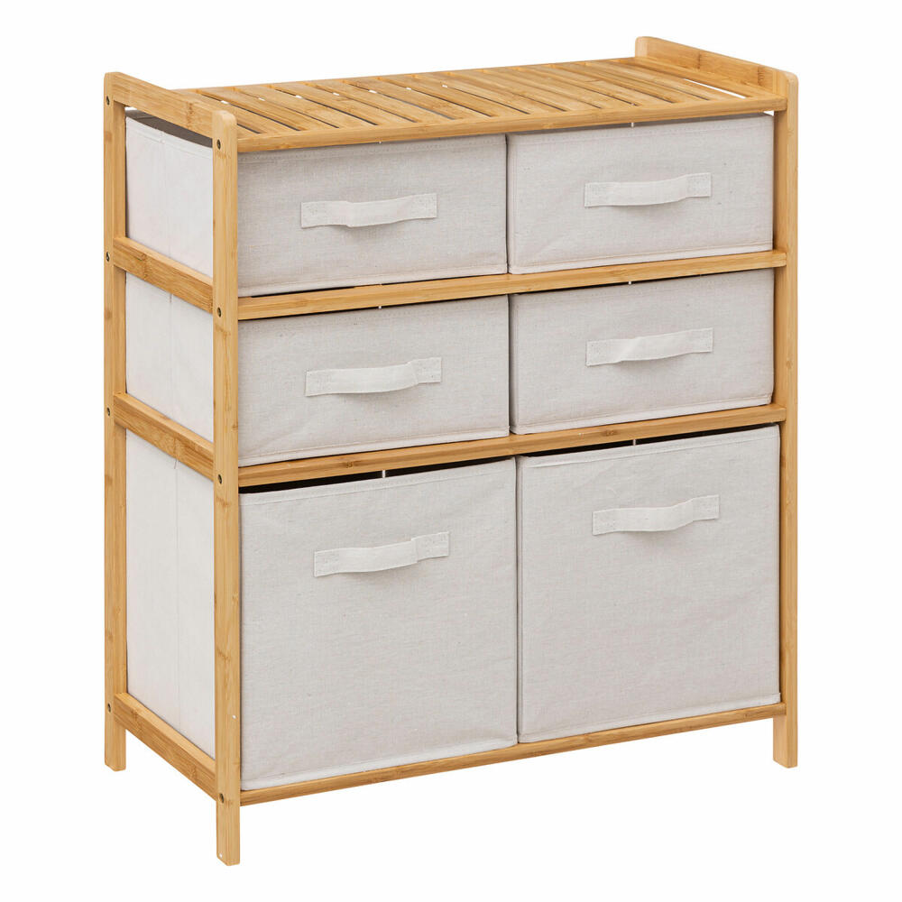 5five Simply Smart Regal Tidy Box mit 6 Körben, Bambus, Polyester, Baumwolle, Braun, 66 x 33 x 78 cm, 174905