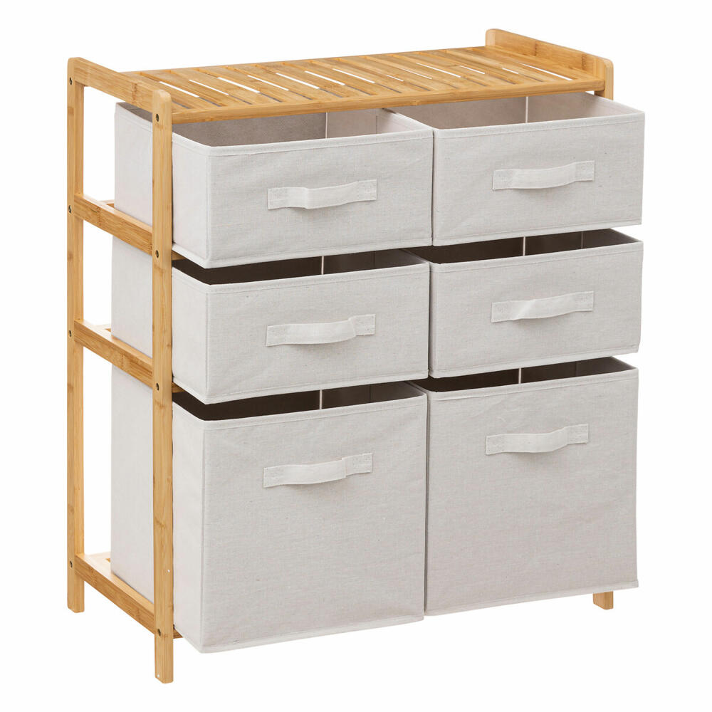 5five Simply Smart Regal Tidy Box mit 6 Körben, Bambus, Polyester, Baumwolle, Braun, 66 x 33 x 78 cm, 174905