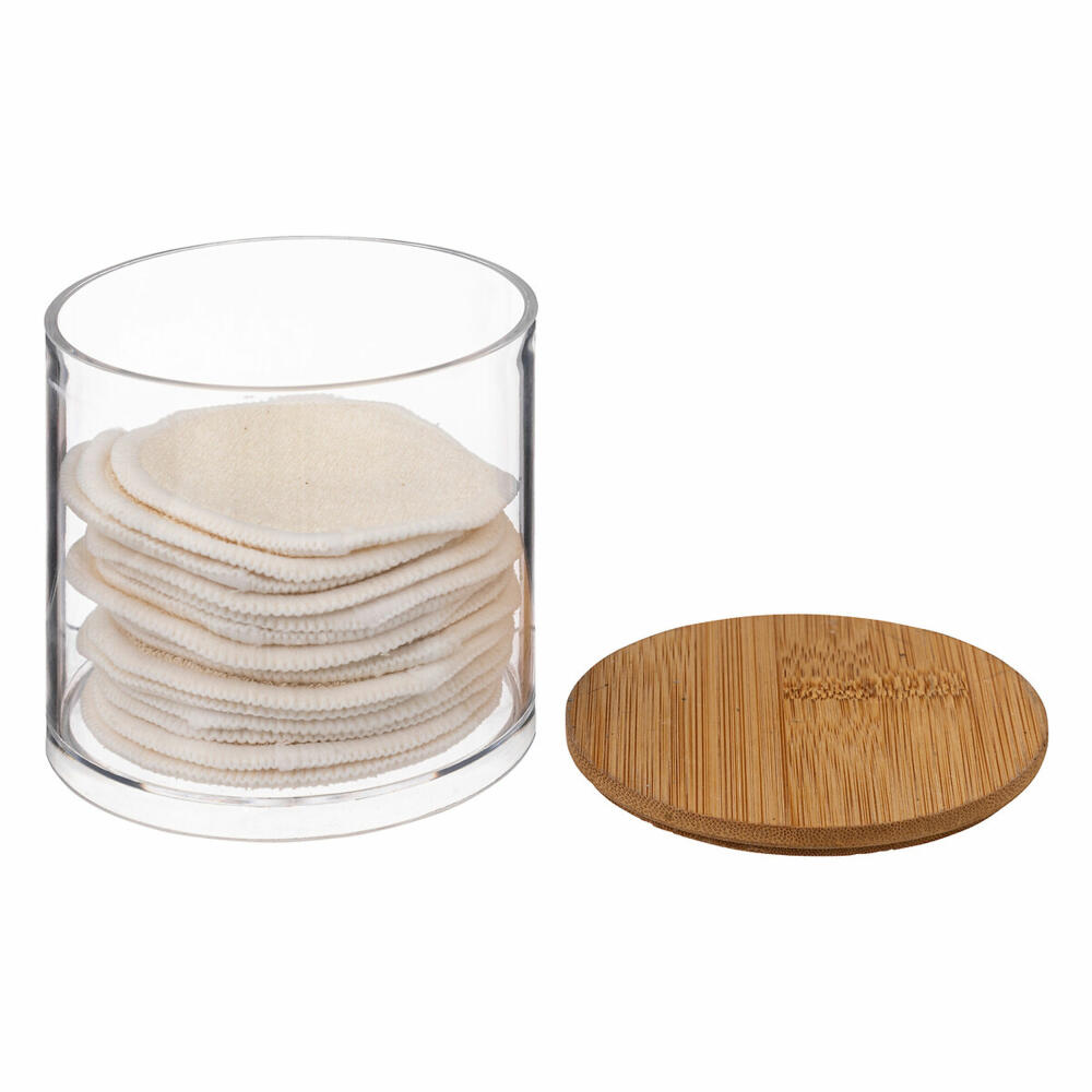 5five Simply Smart makeup pad dispenser with 14 reusable pads, plastic, bamboo, 9.7 cm, 174949