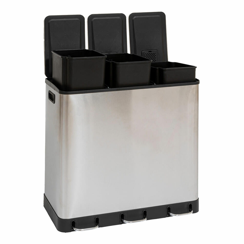 5five Simply Smart Mülleimer Ariane, Pedal-Abfalleimer, Edelstahl / Kunststoff, Grau, 3 x 18 L, 202464