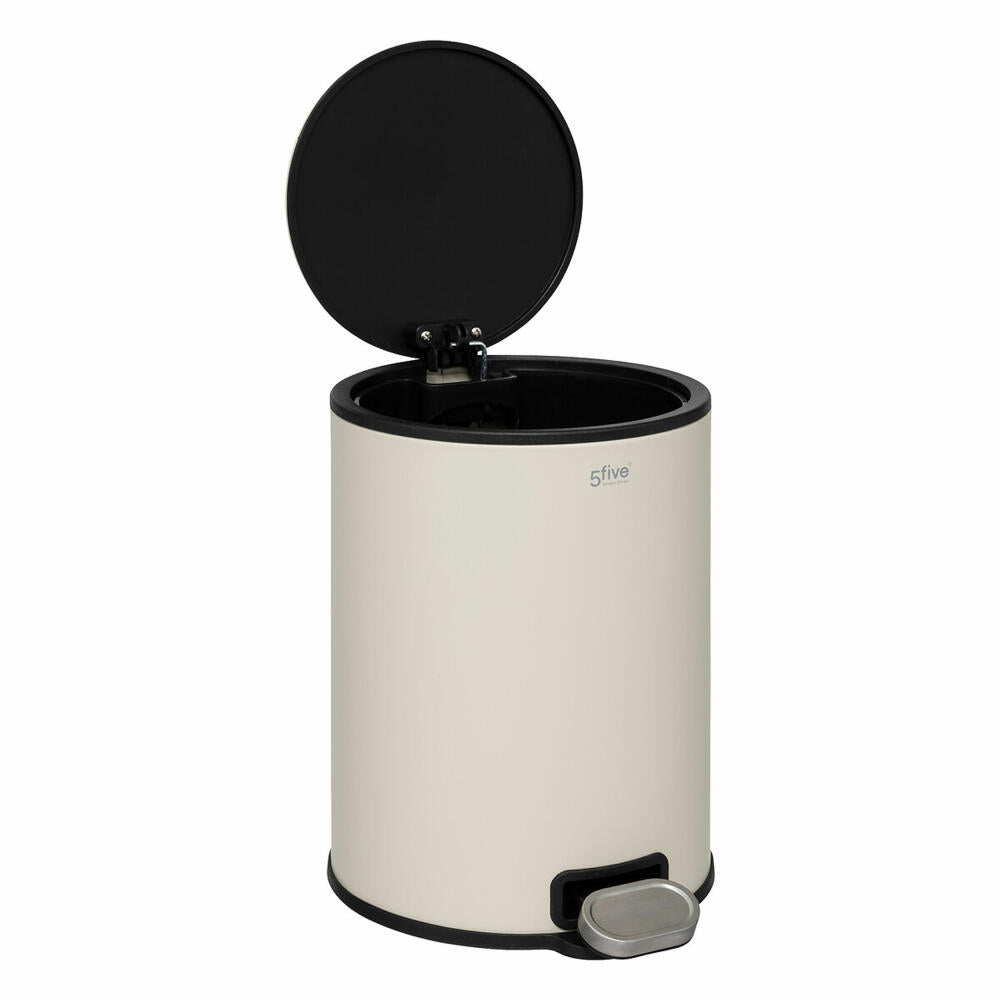 5five Simply Smart Mülleimer Delta, Pedal-Abfalleimer, Stahl, Kunststoff, Beige, 6 L, 202467I