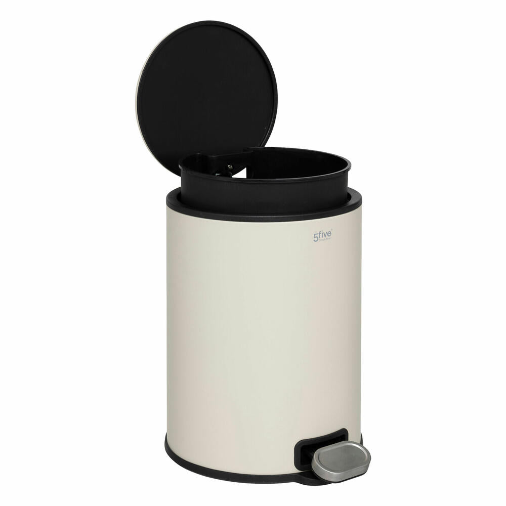 5five Simply Smart Mülleimer Delta, Pedal-Abfalleimer, Stahl, Kunststoff, Beige, 6 L, 202467I