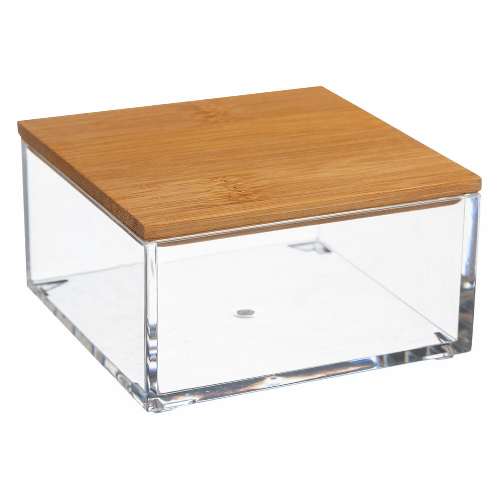 5five Simply Smart cosmetic storage box Selena Square with bamboo lid, plastic, 9.6 x 9.6 cm, 161078