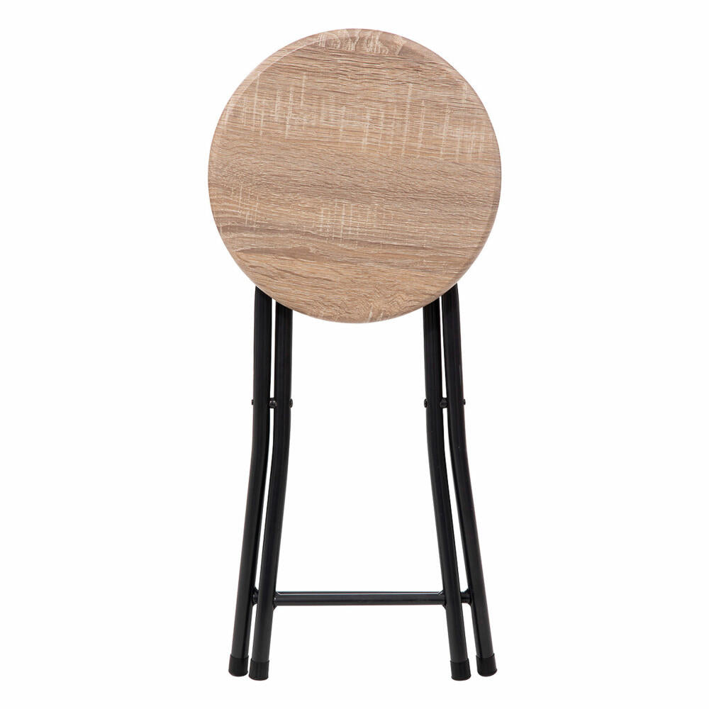 5five Simply Smart folding stool in wood look, seat stool, steel, MDF, brown, 46.5 cm, 164661