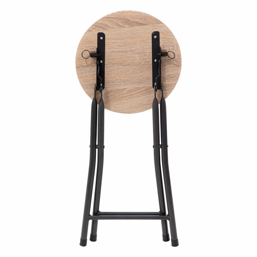 5five Simply Smart folding stool in wood look, seat stool, steel, MDF, brown, 46.5 cm, 164661