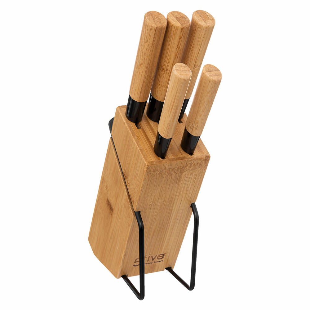 5five Simply Smart Knife Block Bamboo equipped with 6 pieces, with knives, bamboo, steel, 151357